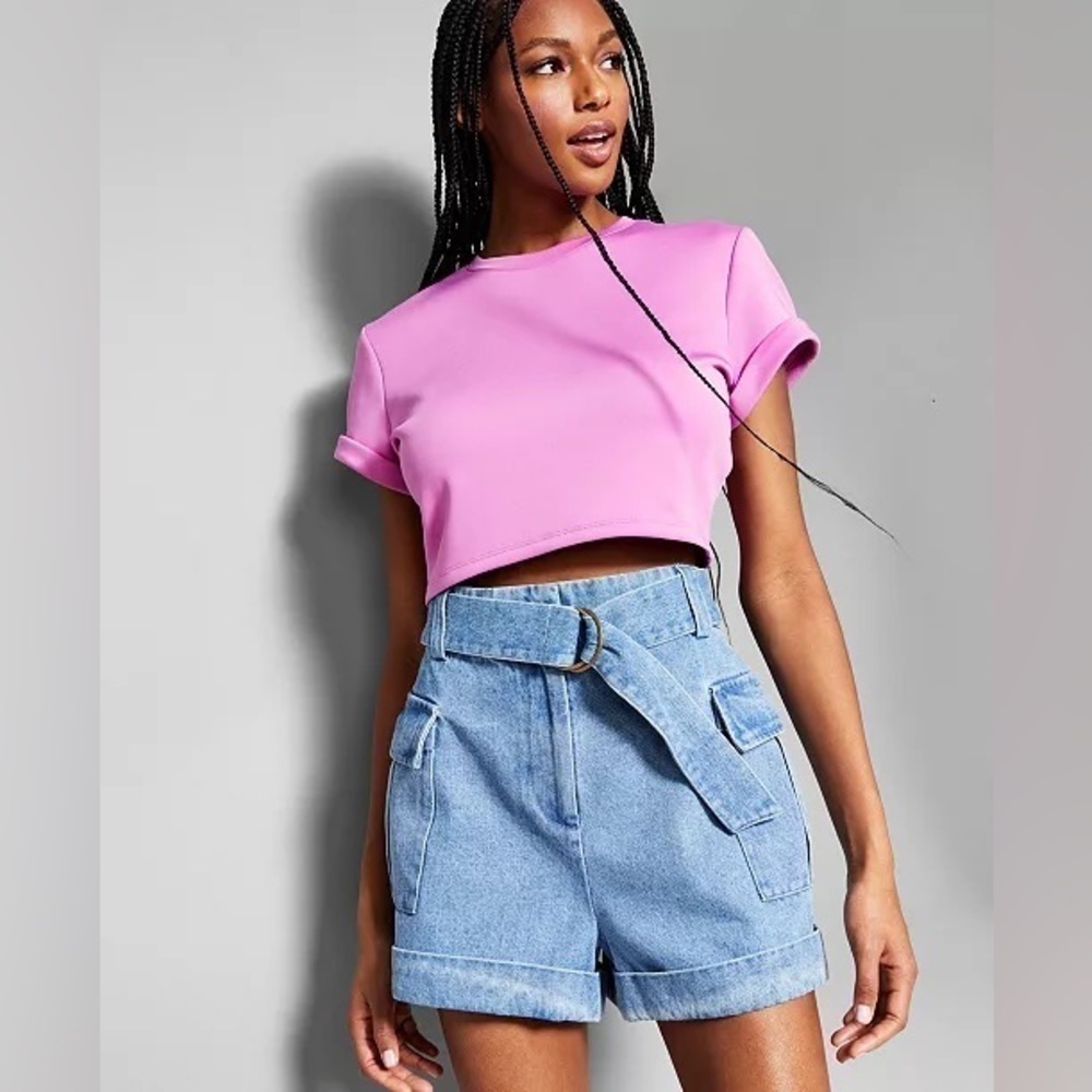 Jeannie Mai X INC Cropped Solid Short Sleeve Top, Created for Macy's siz… - Picture 3 of 3